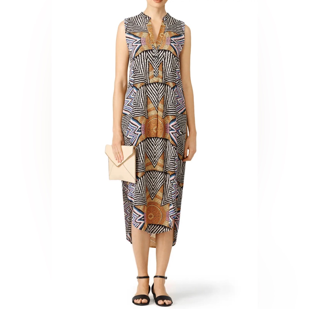Mara Hoffman - Geometric Patterned Sunrise Sleeveless Shirtdress - Size: Small